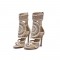 Peep Toe Stilettos Mayan Princess Ankle Straps Gladiator Glitter Sandals - Apricot