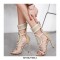 Peep Toe Stilettos Mayan Princess Ankle Straps Gladiator Glitter Sandals - Apricot