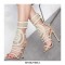 Peep Toe Stilettos Mayan Princess Ankle Straps Gladiator Glitter Sandals - Apricot