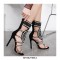 Peep Toe Stilettos Mayan Princess Ankle Straps Gladiator Glitter Sandals - Black