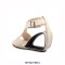 Peep Toe Genuine Leather Ankle Buckle T Straps Wedges Sandals - Beige