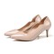 Pointed Toe Kitten Heels Patent Shallow V Cut Pumps - Nude