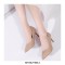 Pointed Toe Kitten Heels Patent Shallow V Cut Pumps - Nude