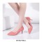 Pointed Toe Kitten Heels Patent Shallow V Cut Pumps - Red