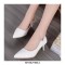 Pointed Toe Stiletto Heels Patent Shallow Pumps - White