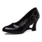 Round Toe Bowtie Decorated Heart Wedges Pumps - Black Patent
