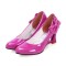 Round Toe Bowtie Decorated Heart Wedges Pumps - Rose Patent