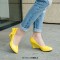 Round Toe Bowtie Decorated Heart Wedges Pumps - Yellow Patent