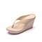 Flip Flop Flock Platforms Wedges Sandals - Beige