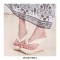 Flip Flop Flock Platforms Wedges Sandals - Beige