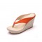 Flip Flop Flock Platforms Wedges Sandals - Orange