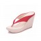 Flip Flop Flock Platforms Wedges Sandals - Red