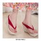 Flip Flop Flock Platforms Wedges Sandals - Pink