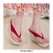 Flip Flop Flock Platforms Wedges Sandals - Beige