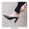 Pointed Toe Round Heels Mules Slippers Sandals - Black