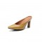 Pointed Toe Round Heels Mules Slippers Sandals - Yellow