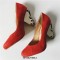 Round Toe Strange Butterfly Heels Suede Pumps - Red