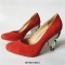 Round Toe Strange Butterfly Heels Suede Pumps - Red