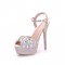 Peep Toe Ankle Buckle Straps Rhinestones Stiletto Heels Platforms Wedding Pumps - Multicolor