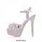 Peep Toe Ankle Buckle Straps Rhinestones Stiletto Heels Platforms Pumps - Blue