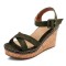 Peep Toe Platforms Cross Ankle Buckle Straps Wedges Sandals - Green