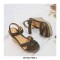 Peep Toe Platforms Cross Ankle Buckle Straps Wedges Sandals - Black