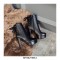 Round Toe Cuban Heels Ankle Lace Up Booties with Side Zipper - Black