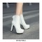Round Toe Cuban Heels Ankle Lace Up Booties with Side Zipper - White