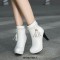 Round Toe Spike Heels Side Zipper Ankle Highs Tassel Platforms Boots - White