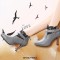 Pointed Toe Ankle Buckle Straps Sexy Lace Stiletto Heels Ankle Highs Booties - Gray