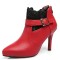Pointed Toe Ankle Buckle Straps Sexy Lace Stiletto Heels Ankle Highs Booties - Red