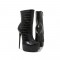 Round Toe Crocodile Pattern Platforms Side Zipper Ankle High Stiletto Booties - Black