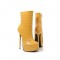 Round Toe Crocodile Pattern Platforms Side Zipper Ankle High Stiletto Booties - Yellow
