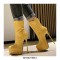 Round Toe Crocodile Pattern Platforms Side Zipper Ankle High Stiletto Booties - Yellow
