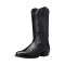 Pointed Toe Chunky Heels Western Vintage Ankle Cowboy Boots - Black