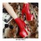 Stiletto Heels Round Toe Booties with Side Zipper - Red