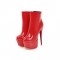 Stiletto Heels Round Toe Booties with Side Zipper - Red
