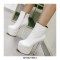 Stiletto Heels Round Toe Booties with Side Zipper - White