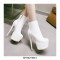 Stiletto Heels Round Toe Booties with Side Zipper - White
