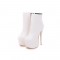 Stiletto Heels Round Toe Booties with Side Zipper - White
