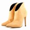 Pointed Toe Stiletto Heels Suede Back Zipper Ankle Highs Booties - Apricot
