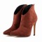 Pointed Toe Stiletto Heels Suede Back Zipper Ankle Highs Booties - Coffee