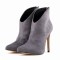 Pointed Toe Stiletto Heels Suede Back Zipper Ankle Highs Booties - Gray