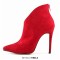 Pointed Toe Stiletto Heels Suede Back Zipper Ankle Highs Booties - Gray