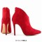 Pointed Toe Stiletto Heels Suede Back Zipper Ankle Highs Booties - Gray