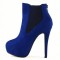 Round Toe Stiletto Heels Suede Back Zipper Platforms Ankle Highs Chelsea Booties - Blue