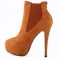 Round Toe Stiletto Heels Suede Back Zipper Platforms Ankle Highs Chelsea Booties - Brown