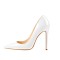 Pointed Toe Classic Stiletto Heels Patent Pumps - White