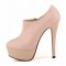 Round Toe Stiletto Heels Matte Side Zipper Platforms Ankle Highs Booties - Apricot
