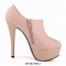 Round Toe Stiletto Heels Matte Side Zipper Platforms Ankle Highs Booties - Red